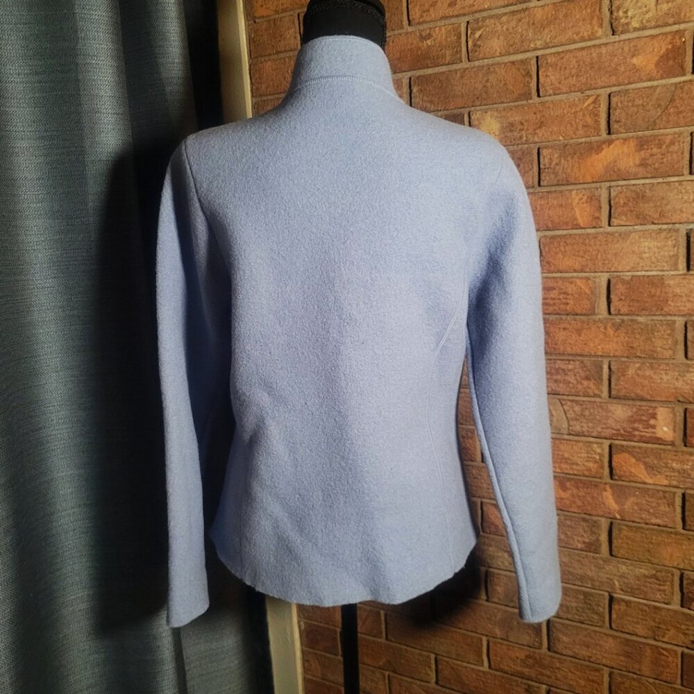 Eileen Fisher Boiled Wool Zip Collared Petite Jacket Boxy Blue - Size PS - Picture 7 of 12